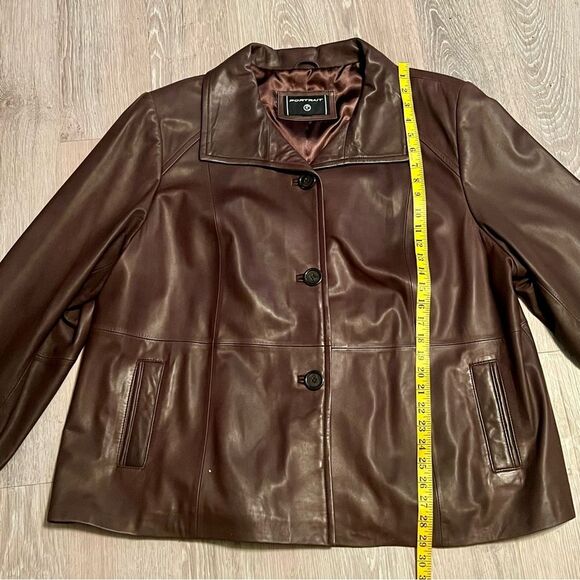 90s Leather Oversized Brown Elegant Single Breast Jacket Coat Blazer XL - Picture 8 of 15